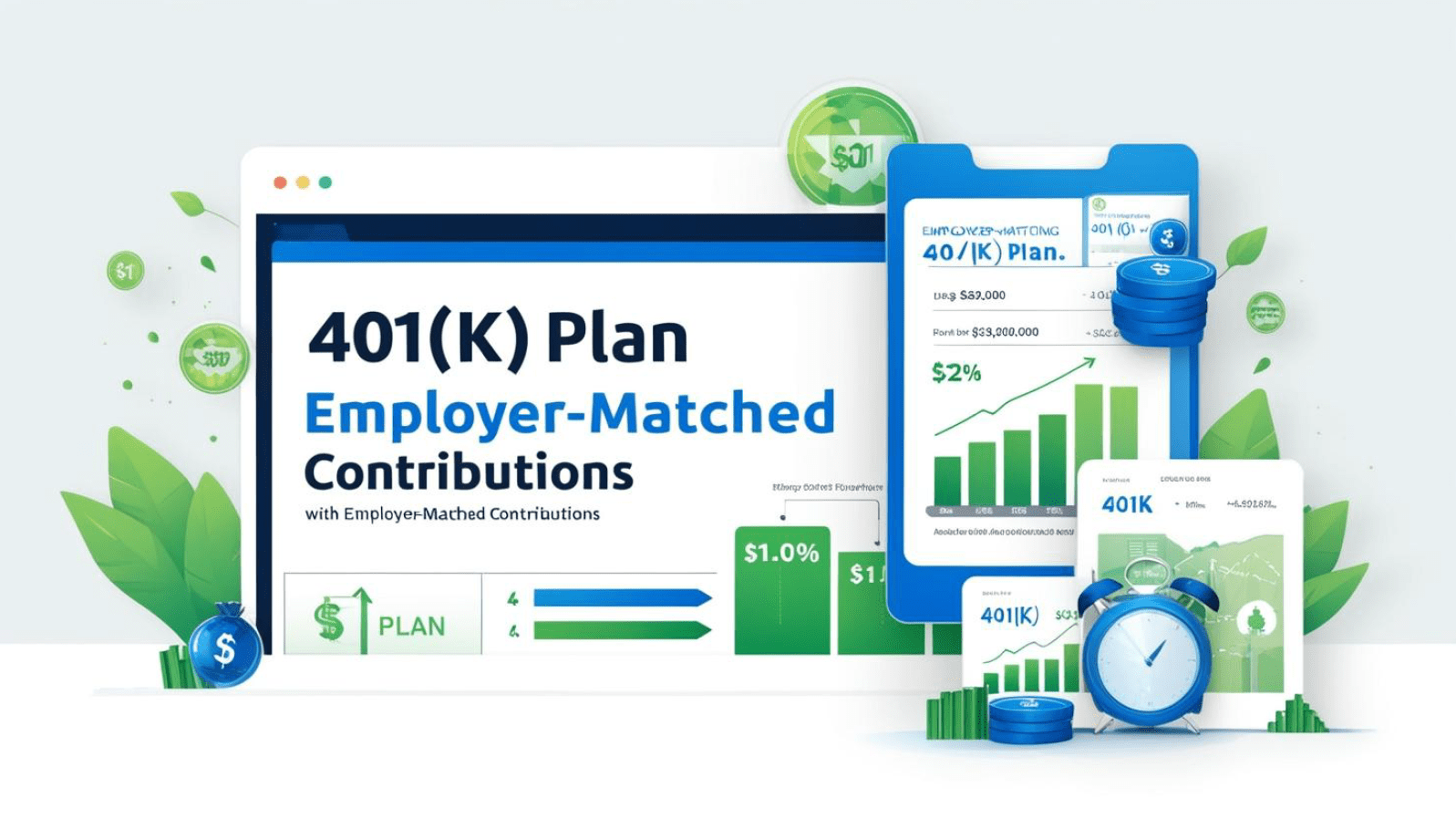 Saving for retirement A visual display of a 401(k) plan emphasizing employer-matched contributions. ________________________________________ 